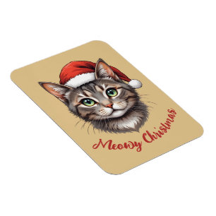 Imán Gato de Navidad Lindo Personalizado con Sombrero d