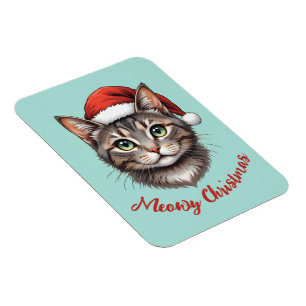 Imán Gato de Navidad Lindo Personalizado con Sombrero d
