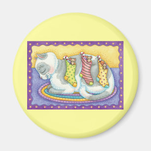 Imán Gato de Navidades educados duerme con ratones en m