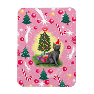 Imán Gato de Navidades rosados