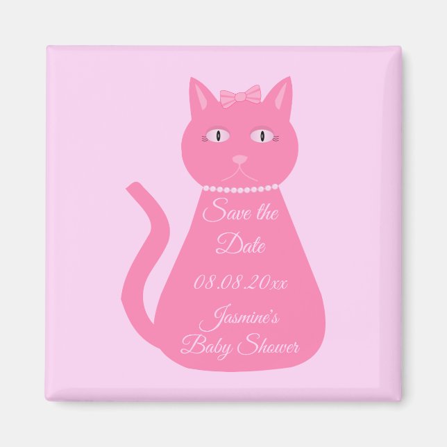 Imán Gato de Niña Bebé Rosa Bonito Cumpleaños de Bebé P (Frente)