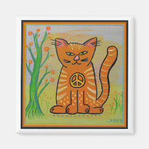 Gato de paz con flores