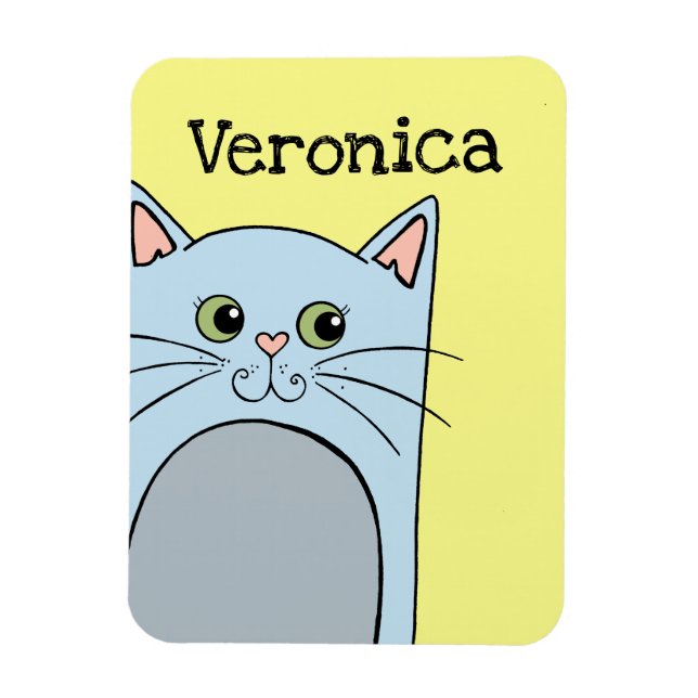 Imán Gato de Personalizado azul lindo personalizado (Vertical)