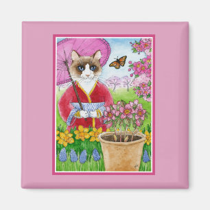 Imán Gato de Ragdoll en japonés: primavera rosa de Pasc