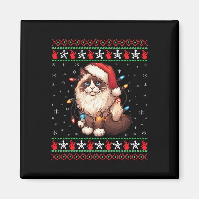 Imán Gato de Ragdoll Navidades feos Ragdoll Gato Navida (Frente)