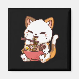 Imán Gato de Ramen Anime Kawaii comiendo Ramen