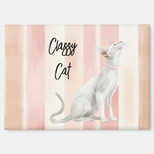Imán Gato de rayas de crema rosada de bonito