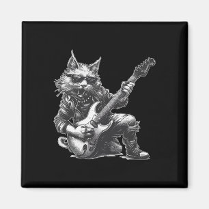 Imán Gato de rock tocando guitarra Gracioso