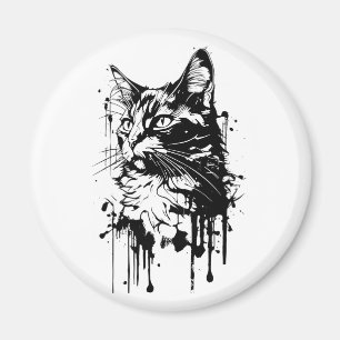 Imán Gato de salpicadura en blanco y negro