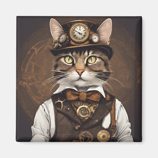 Imán Gato de Steampunk (Frente)