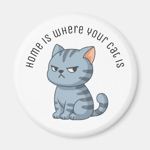 Imán Gato de Tabby Gris Malhumorado Texto Personalizado