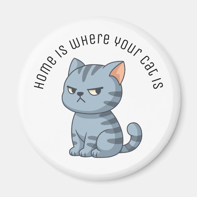 Imán Gato de Tabby Gris Malhumorado Texto Personalizado (Frente)