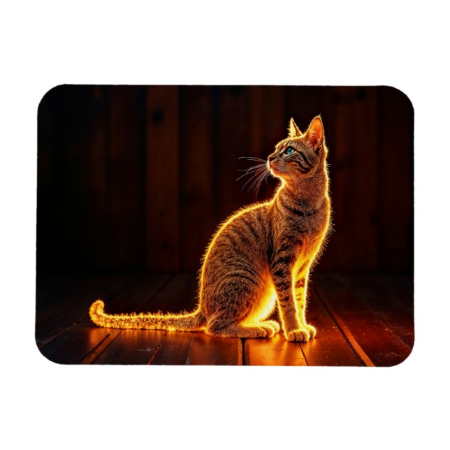 Imán Gato de tabby iluminación cálida animal aura de br (Horizontal)