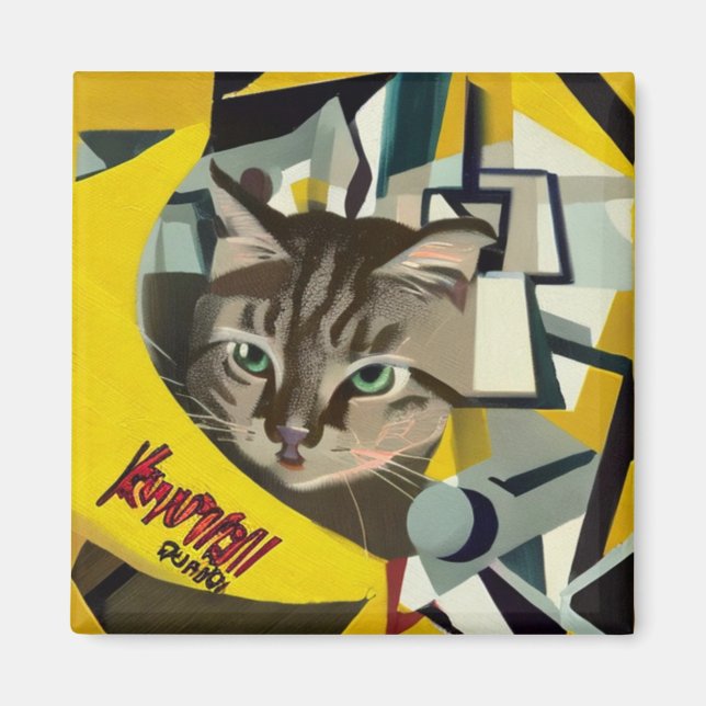 Imán Gato de teléfono de banana (Frente)