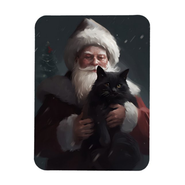 Imán Gato de Tuxedo con Navidades festivos de Santa Cla (Vertical)