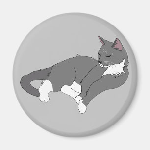 Imán Gato de Tuxedo Gris y Blanco