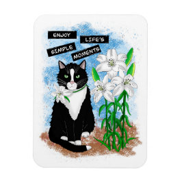Imán Gato de Tuxedo y Lilies | Oferta Inspiradora