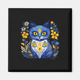 Imán Gato de Ucrania Floral Vintage Bandera Ucraniana V
