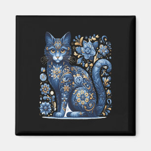 Imán Gato de Ucrania Floral Vintage Bandera Ucraniana V