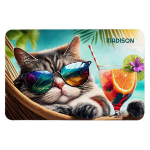 Imán Gato de vacaciones de nombre personalizado