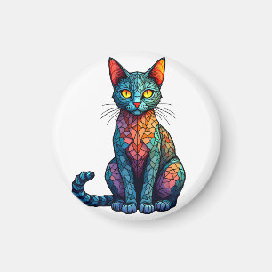 Imán Gato de Vidrio Teñido Multicolor 784