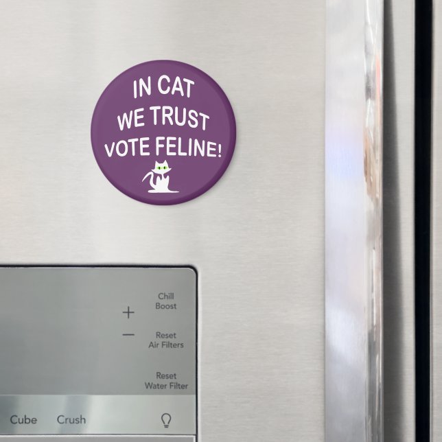 Imán Gato de votación con texto blanco (In situ (nevera))