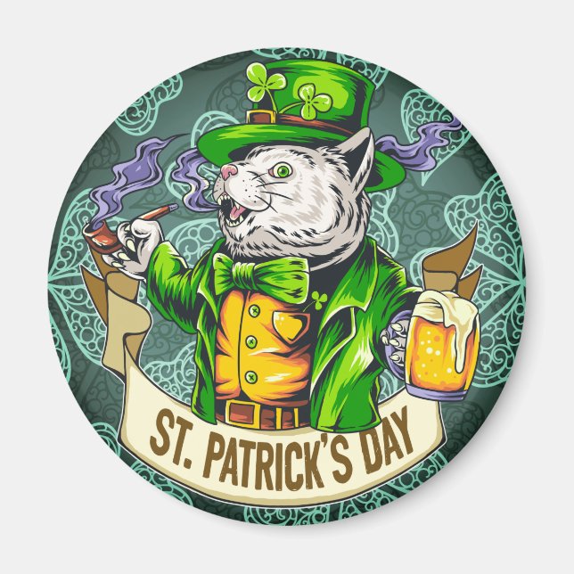 Imán Gato del Día de San Patricio (Frente)