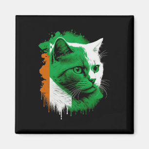 Imán Gato del Día de San Patricio Bandera Irlandesa Hom