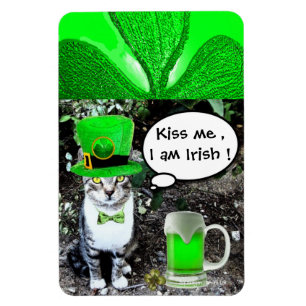 IMÁN GATO DEL DÍA DE SAN PATRICK CON CERVEZA IRLANDESA 