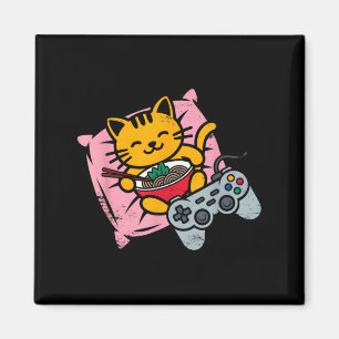Imán Gato divertido de gamer Ramen Kawaii Jugando A Muj