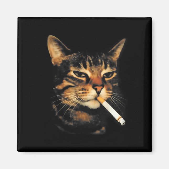Imán Gato Divertido Fumando Cigarrillo Gatito Meme Estú (Frente)