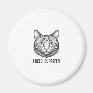 Imán Gato Divertido Ibuprofeno Diseño de Grabado Vintag