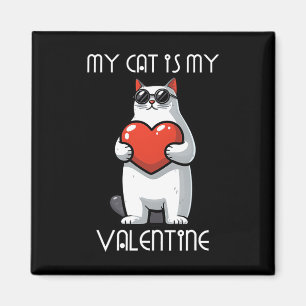 Imán Gato Divertido Sosteniendo Corazón Para la Familia