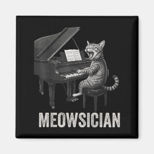 Imán Gato Divertido Tocando Música de Piano Juego de Pa