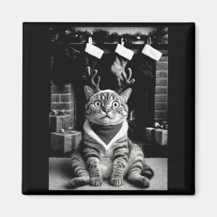 Imán Gato Divertido Tomando Selfie Navidad Xmas Pijama 