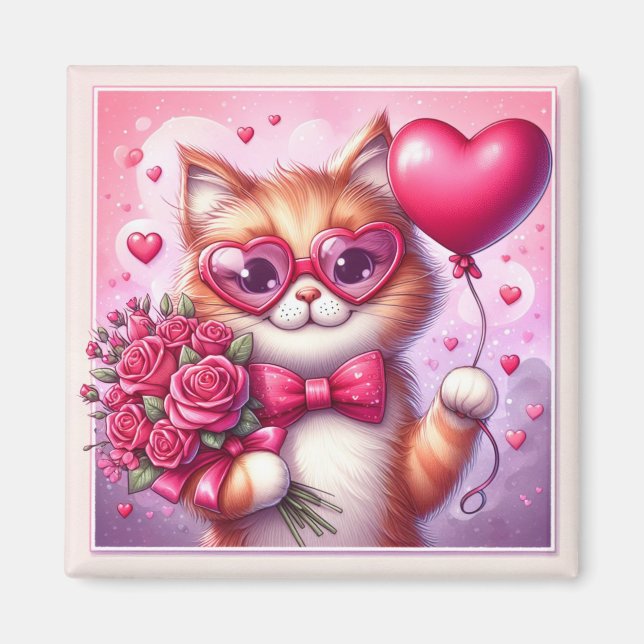 Imán Gato El día de San Valentín/gatito (Frente)