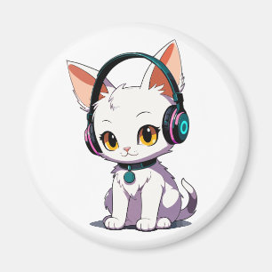 Imán Gato Elegante con Auriculares