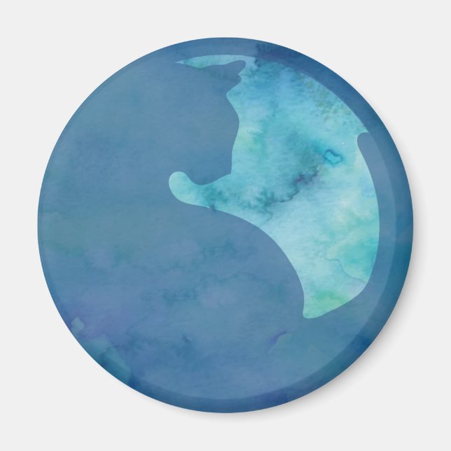 Imán Gato en círculo - Azul (Frente)