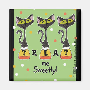 Imán Gato en el maíz dulce me trata dulcemente-verde