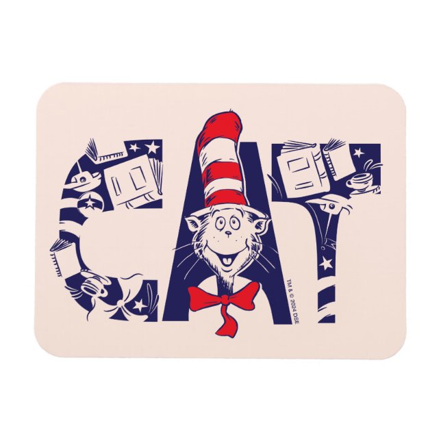 Imán Gato en el sombrero | Cara de gato texto (Horizontal)