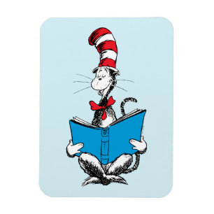 Imán Gato en el sombrero leyendo
