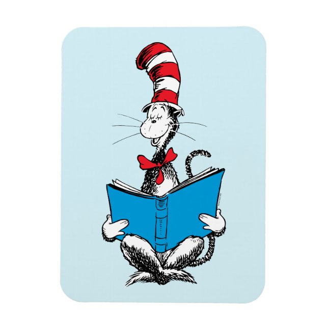 Imán Gato en el sombrero leyendo (Vertical)