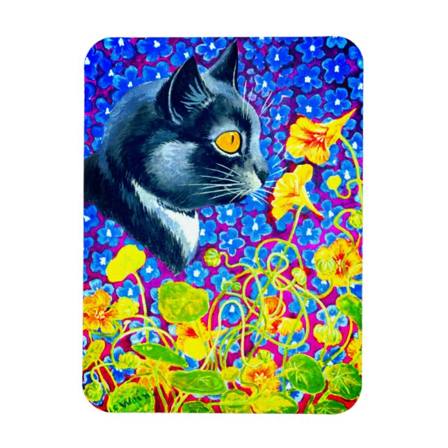 Imán Gato en flores (Vertical)
