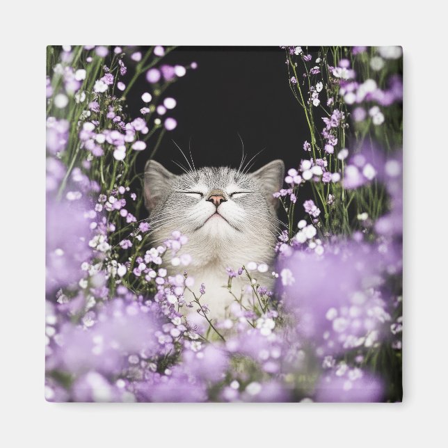 Imán Gato en flores (Frente)