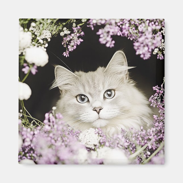 Imán Gato en flores (Frente)
