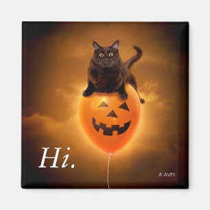 Imán Gato en globo de Halloween