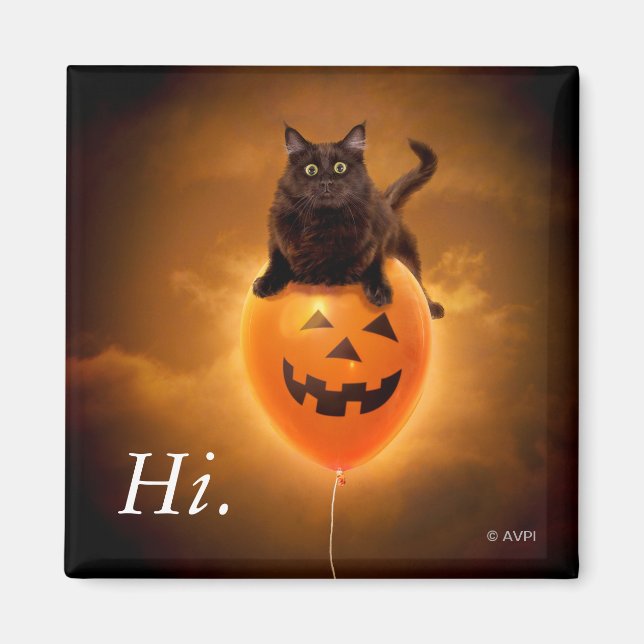 Imán Gato en globo de Halloween (Frente)