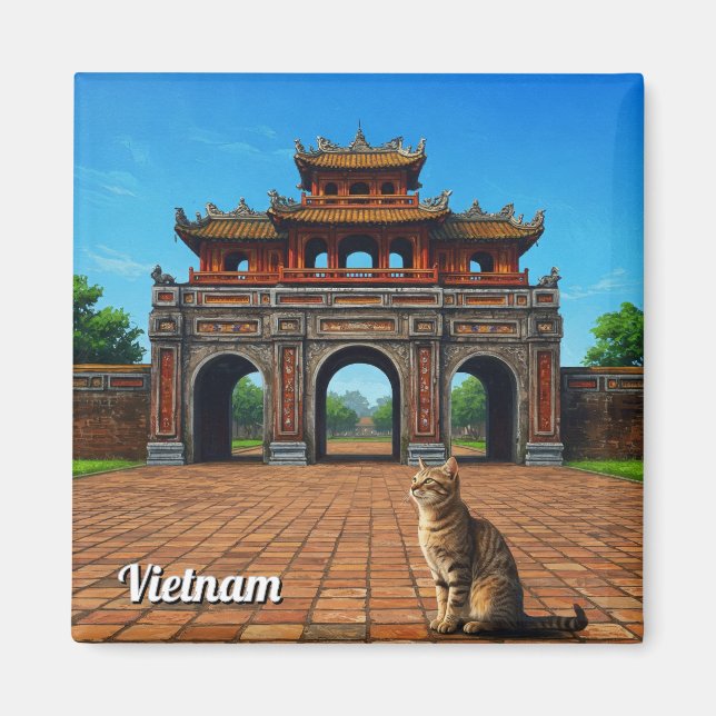 Imán Gato en Hué Ciudad Imperial Viaje de Vietnam (Frente)