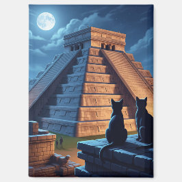 Imán Gato en la noche de Chichen Itza en México