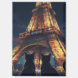 Imán Gato en la postal de la Torre Eiffel de París
